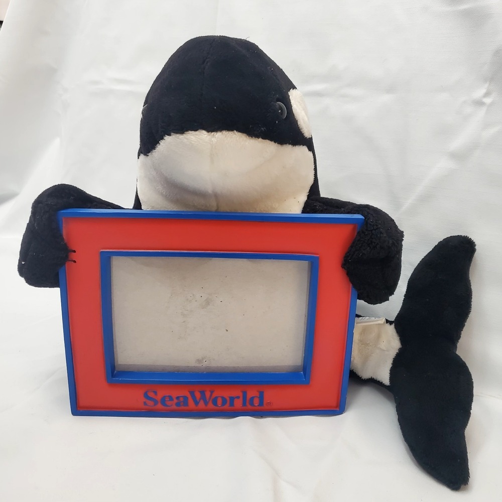 Vintage SeaWorld Collectible 12" Plush Shamu Orca Picture Frame ◇ "4x6" Photo